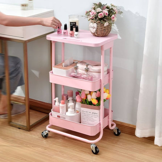 3-Tier Metal Rolling Storage Cart | Multifuncational
