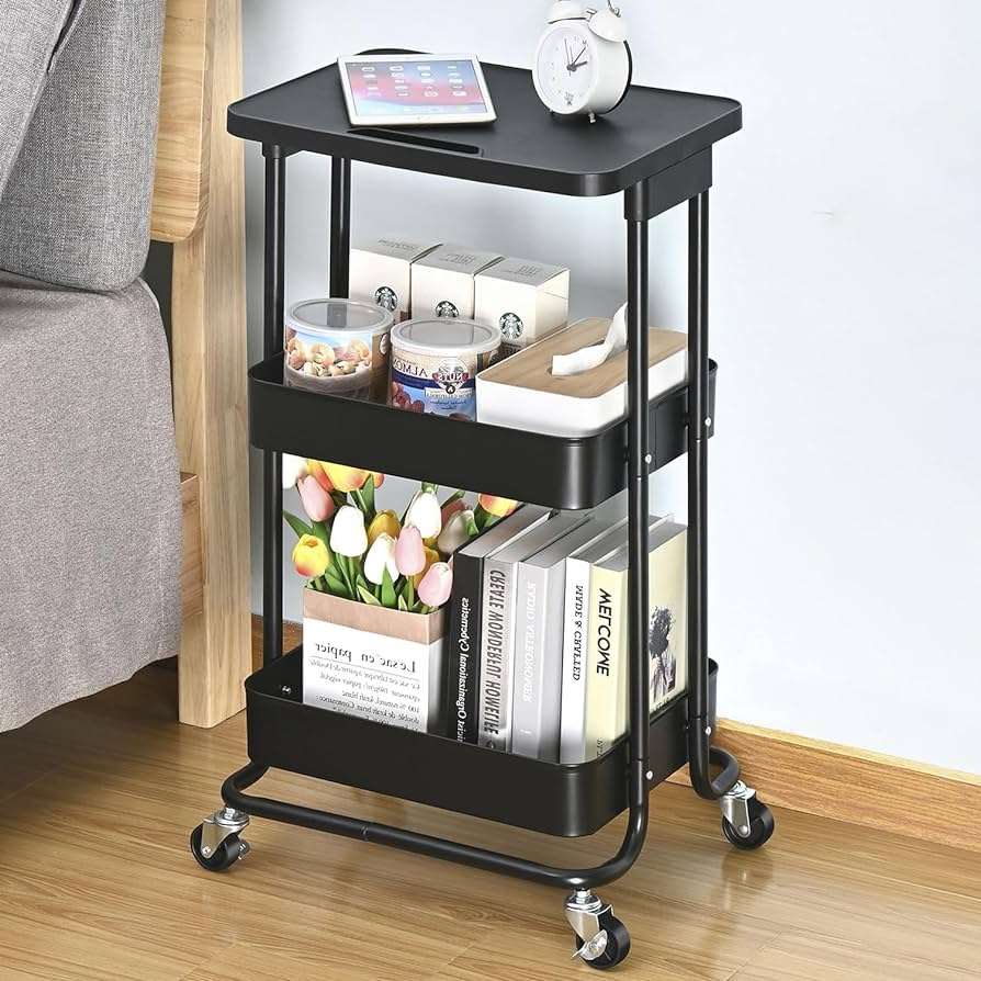 3-Tier Metal Rolling Storage Cart | Multifuncational