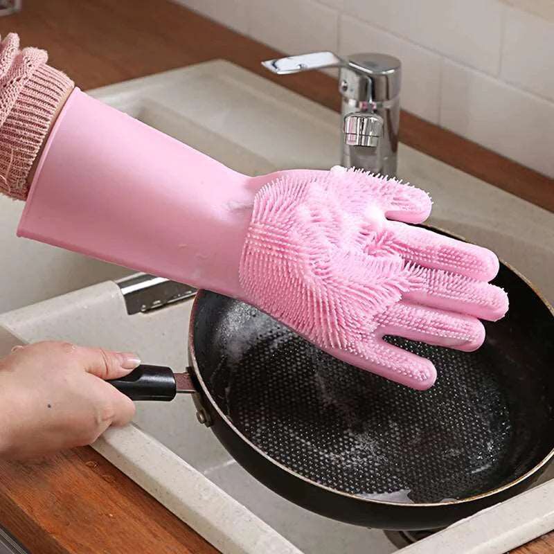 Magic Silicone Dishwashing Gloves Kitchen Tool for Cleaning, Dish Washing