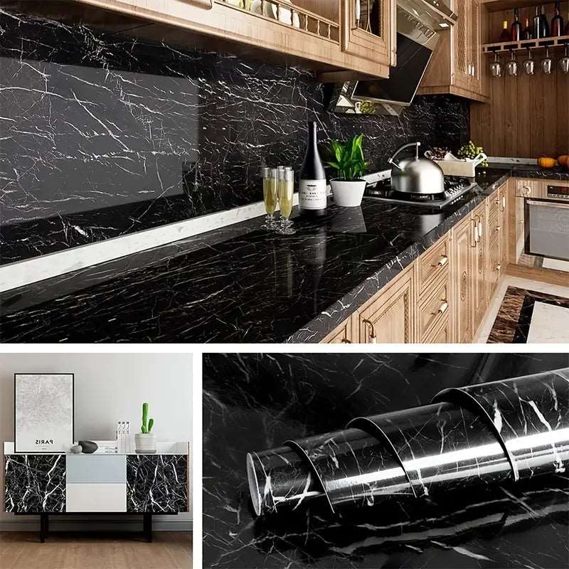 Marble Aluminum Foil Wallpaper | Waterproof Kitchen Sheet | PVC Sheet
