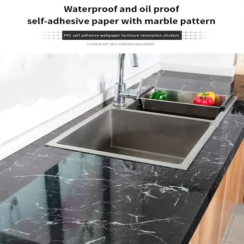 Marble Aluminum Foil Wallpaper | Waterproof Kitchen Sheet | PVC Sheet
