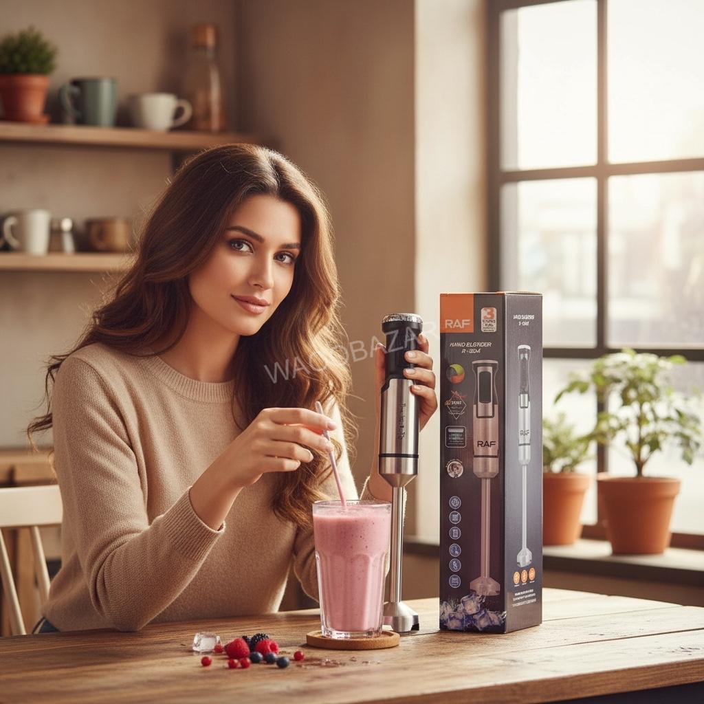 RAF Lot Hand Blender | 600 Watts | 4 Spiral Blades | Best for Smooth & Creamy Meals