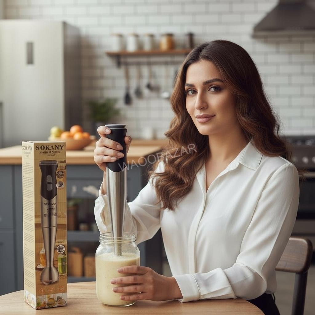 SOKANY Hand Blender | 4 Sharp Blades | Stainless Steel Stick Blender | 700W