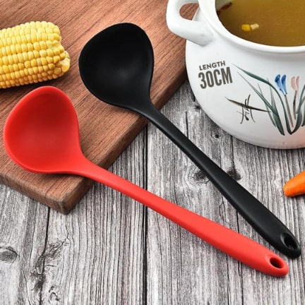 1pc Silicone Baby Feeding Spoon With Wooden Handle