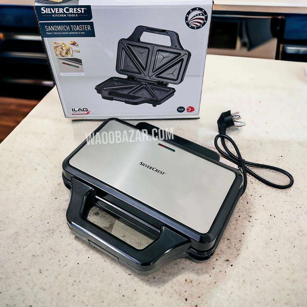 SilverCrest Sandwich Toaster | German Technology | Large Size Aluminium Plates | 900 W