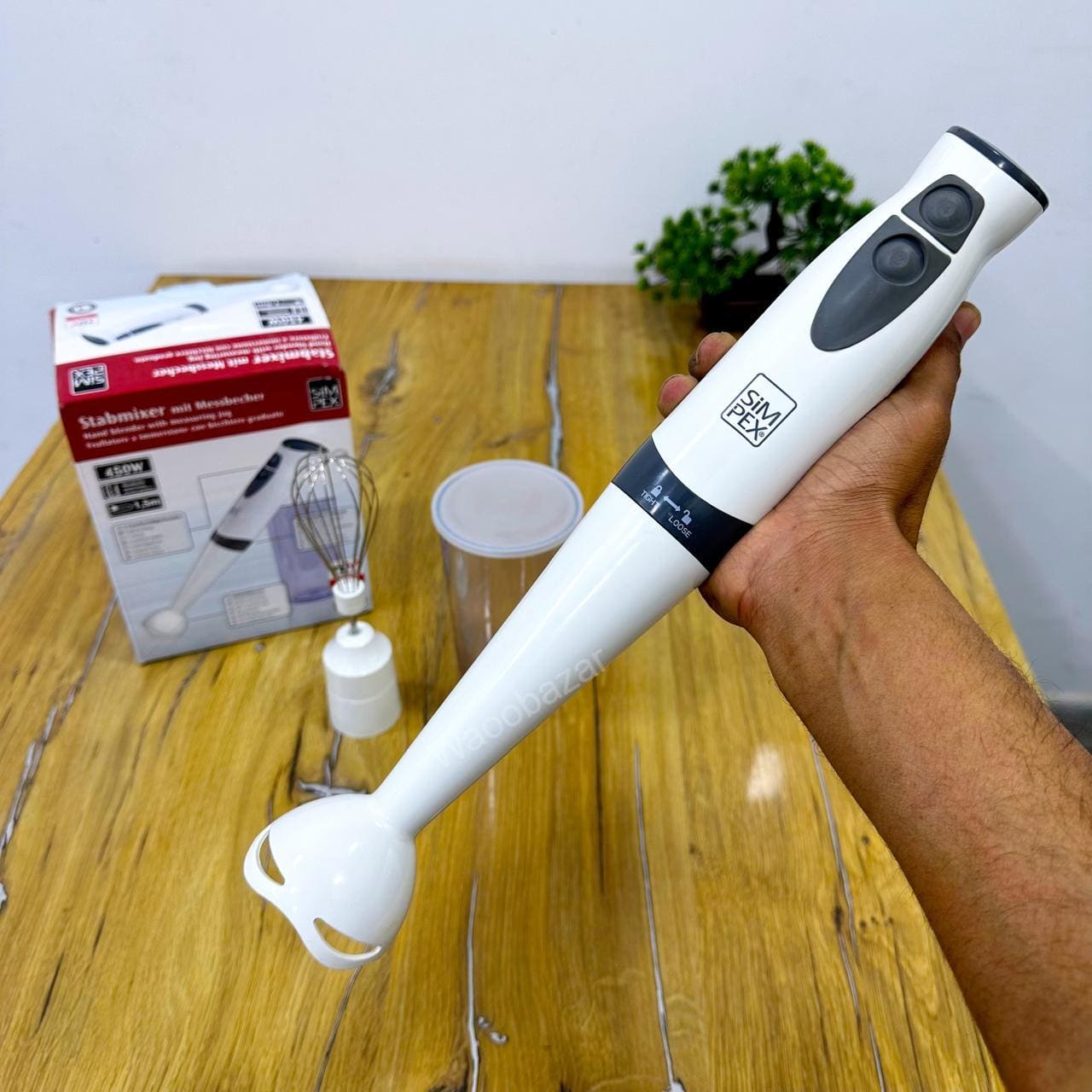 SiMPEX 3-in-1 Hand Blender | Hand Blender, Whisker & Jar
