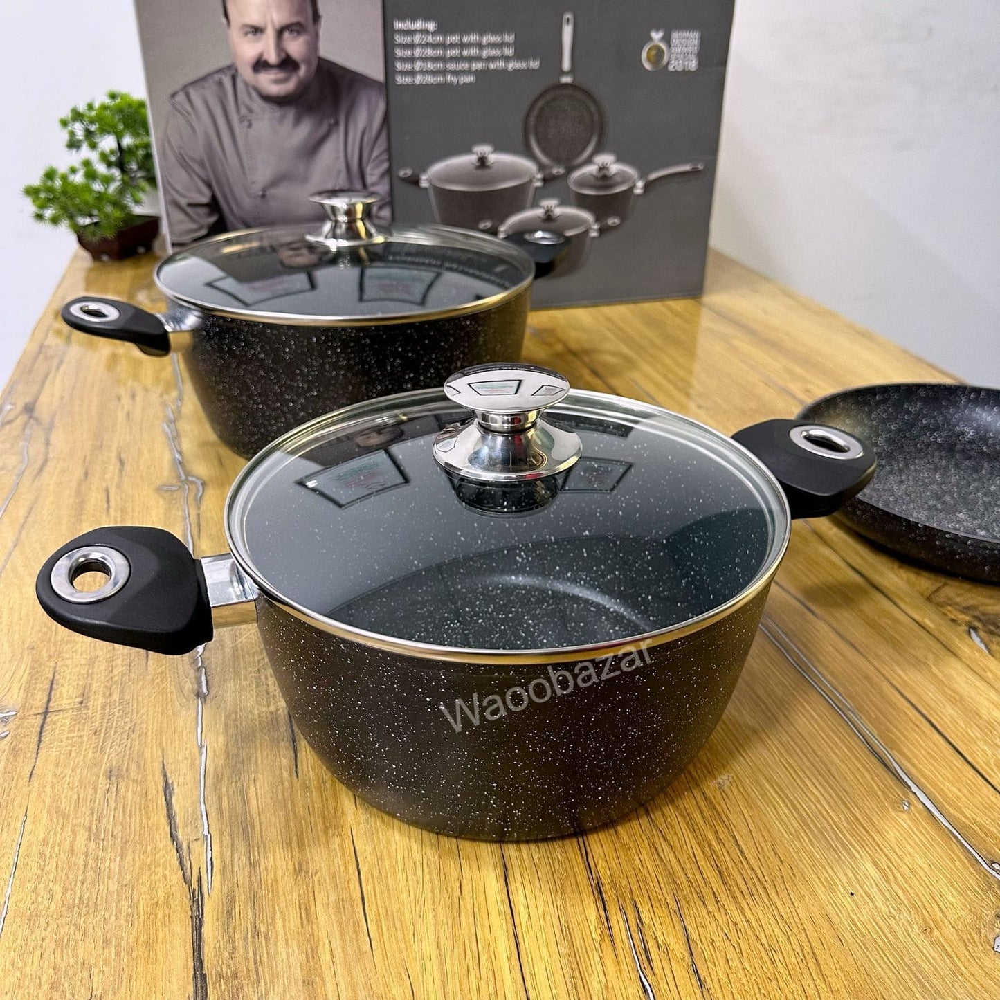 Premium Forged Aluminium 4PCS Cookware Set | Induction Base | 2-Layer Marble Coating