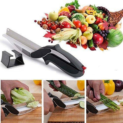 Smart Clever Cutter Kitchen Knife | 2 in 1 Kitchen Food Chopper Scissor