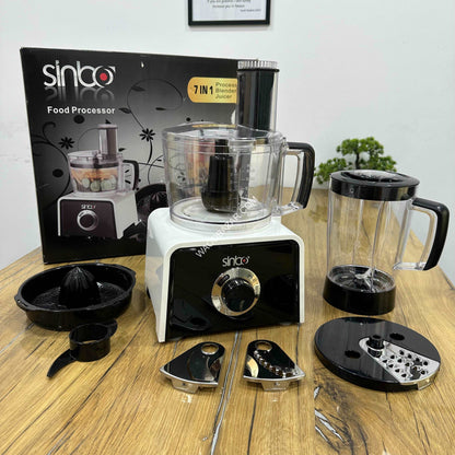 SINBO 7 in 1  Food Processor | Blender, Chopper, Citrus Juicer, Slicing/ Shredding and Strip Cutting | 1200 Watt