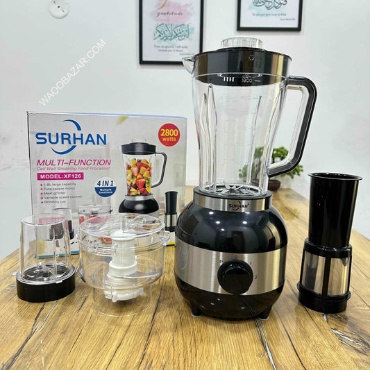 Surhan 4 in 1 Food Processor |  Blender,Chopper,Grinder and citrus| 6 Stereo Blades | 2800W