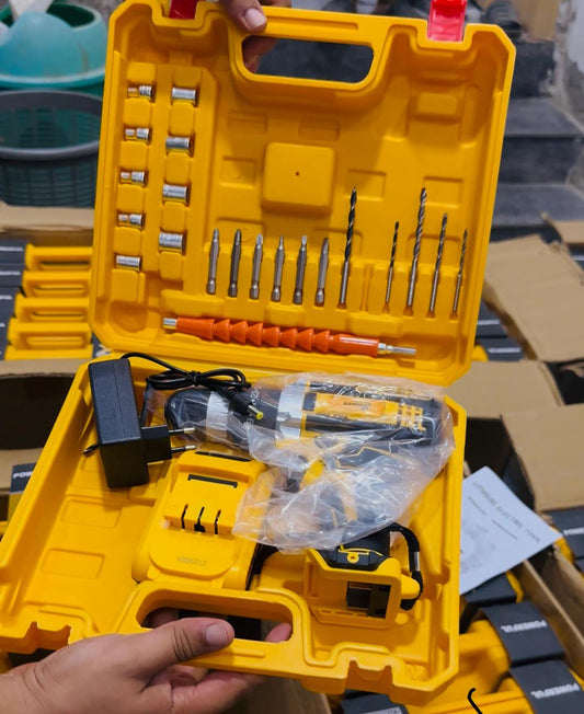 Rechargeable Drill with 25+ Accessories & Hammer Function | Cordless & Fully Loaded Kit