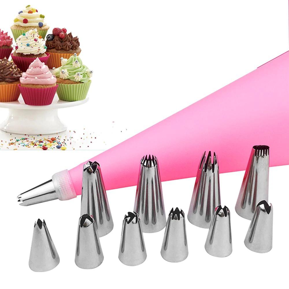 15 PIECES Cake cookies decorating set | Cake Decorating Set Frosting Icing Piping Bag Tips with Nozzles