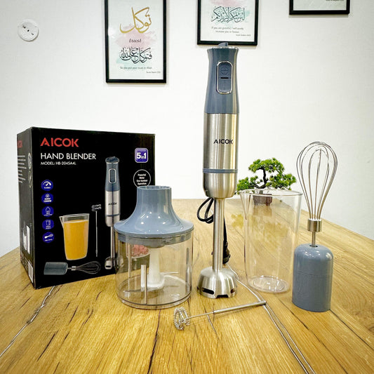 AICOK Hand Blender Set | 5-in-1 | Chopper, Blender, Whisker, Coffee & Egg Beater