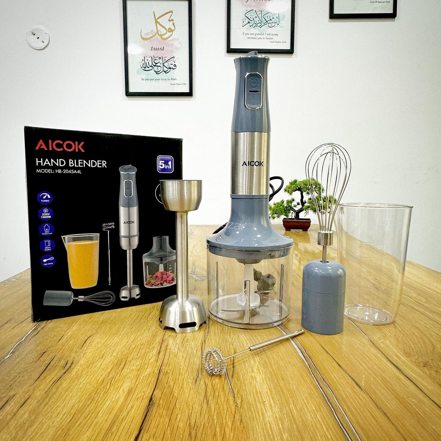 AICOK Hand Blender Set | 5-in-1 | Chopper, Blender, Whisker, Coffee & Egg Beater