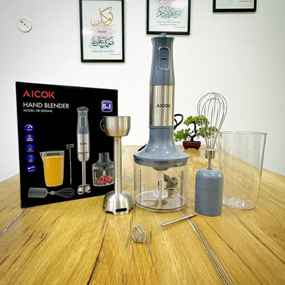 AICOK Hand Blender Set | 5-in-1 | Chopper, Blender, Whisker, Coffee & Egg Beater