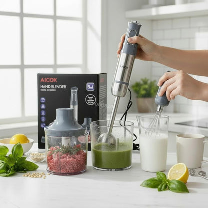 AICOK Hand Blender Set | 5-in-1 | Chopper, Blender, Whisker, Coffee & Egg Beater