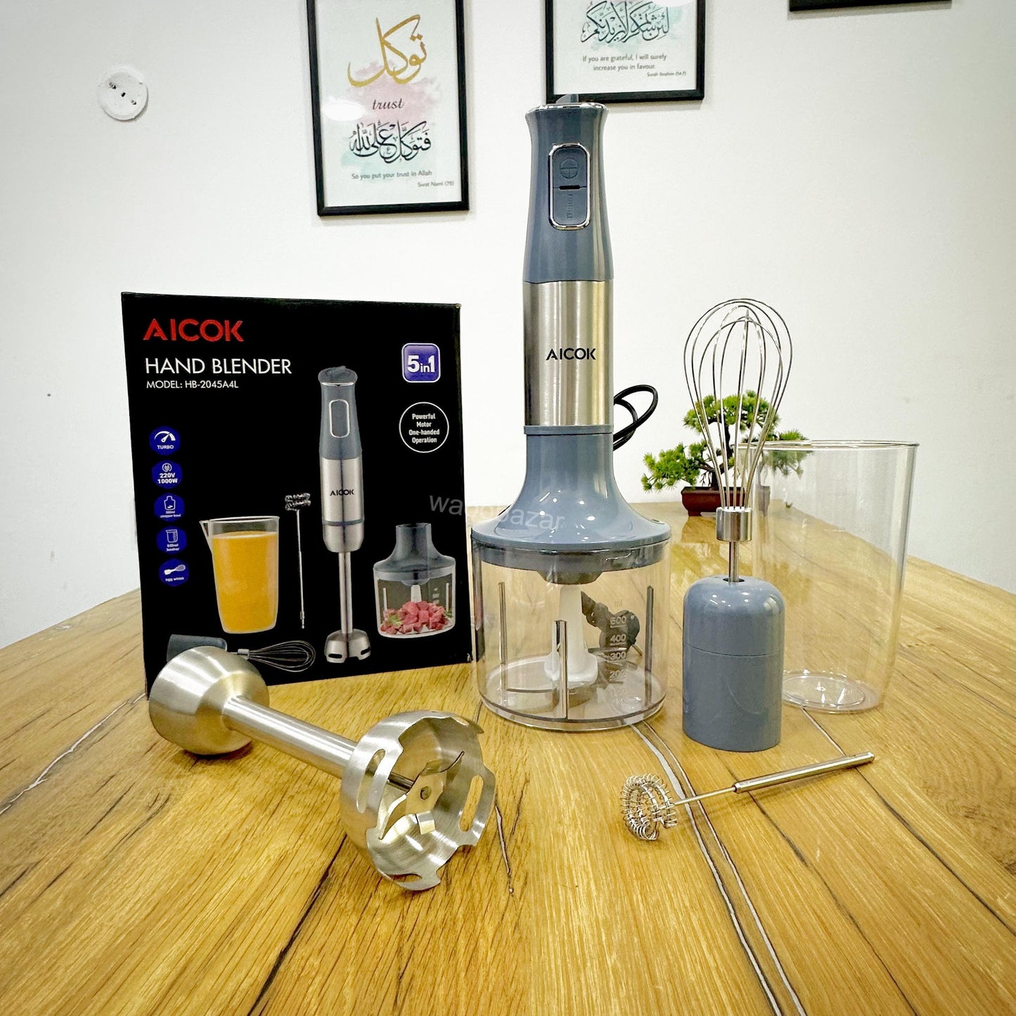 AICOK Hand Blender Set | 5-in-1 | Chopper, Blender, Whisker, Coffee & Egg Beater