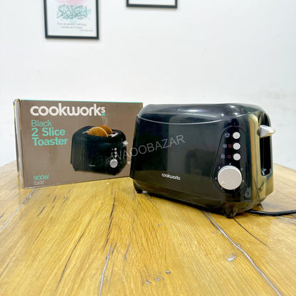 Cookwares 2-Slice Bread Toaster 900W | Non-Stick Plates & Fast Toasting