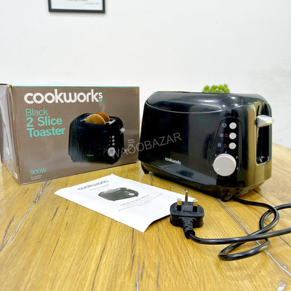 Cookwares 2-Slice Bread Toaster 900W | Non-Stick Plates & Fast Toasting