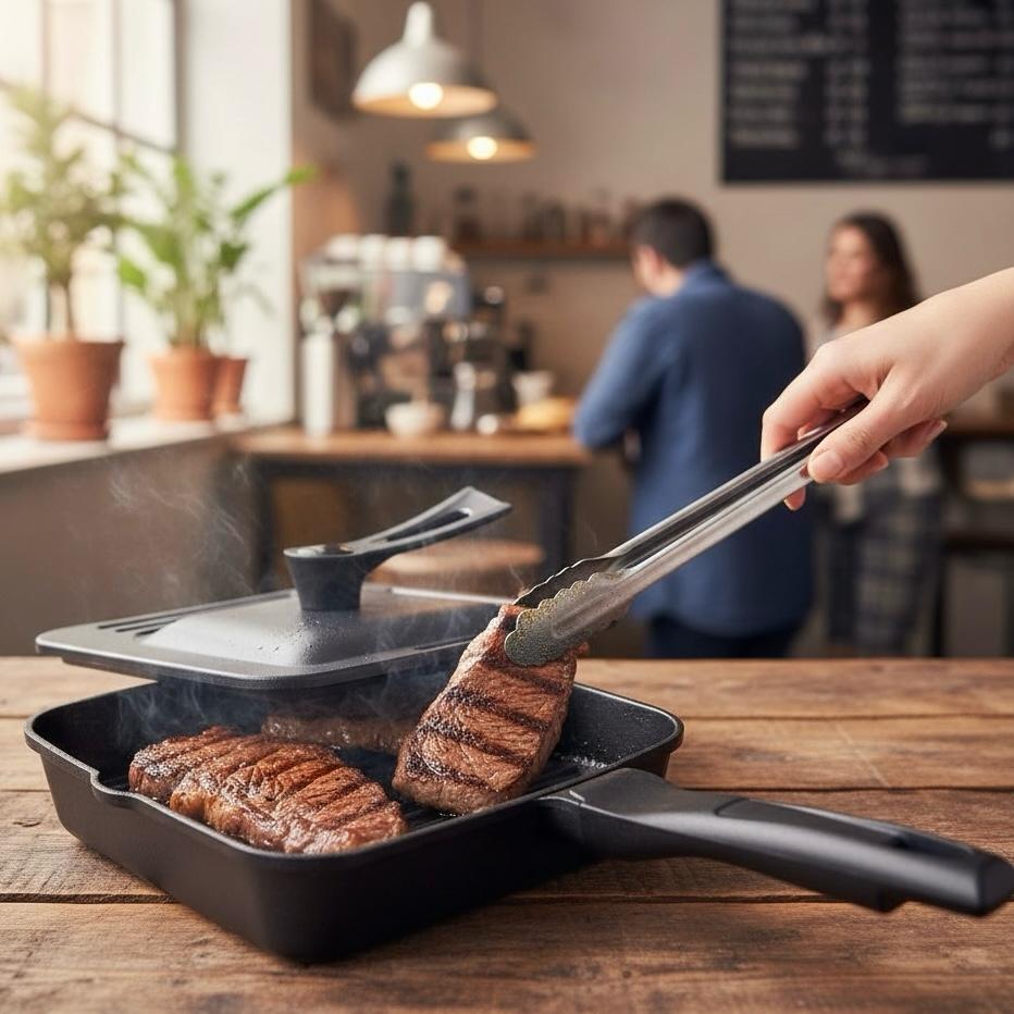 Doshisha Sutto Square Frying Pan with Lid | Non-Stick