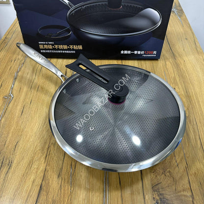 Germany Lot - HoneyComb Laser Coated Wok With Glass Lid