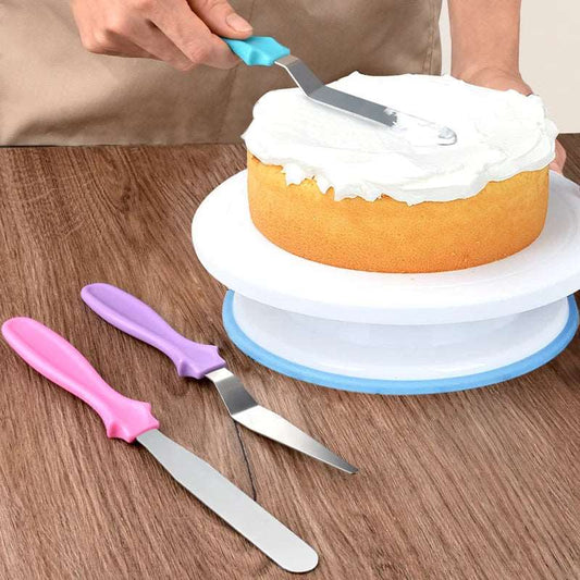 Cake Spatulas Angled Baking Tools | 3 Pc Set Stainless Steel Palette Knife