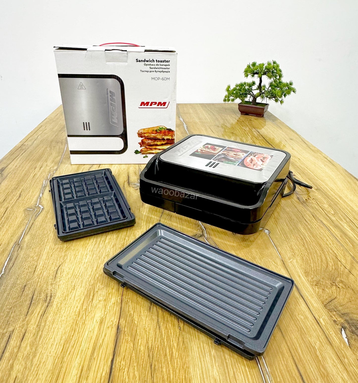 MPM MOP-60M | 3 in 1 | Sandwich Grill & Waffle Maker | 800W
