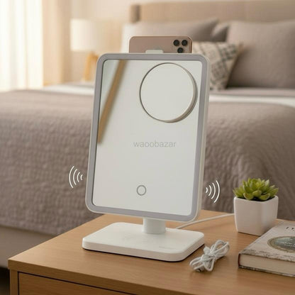 Rechargeable LED Vanity Mirror | Wireless Speaker & Phone Holder