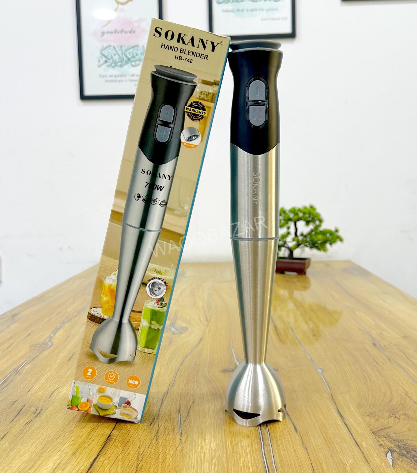 SOKANY Hand Blender | 4 Sharp Blades | Stainless Steel Stick Blender | 700W