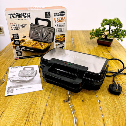 900W Tower Sandwich Maker | Non Stick | Deep Filled