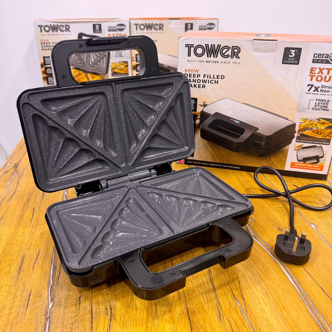 900W Tower Sandwich Maker | Non Stick | Deep Filled