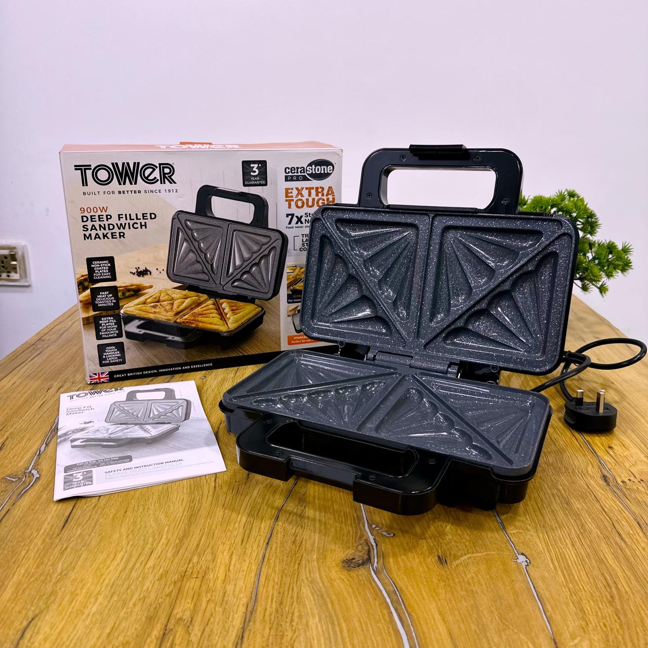 900W Tower Sandwich Maker | Non Stick | Deep Filled