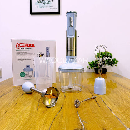 ACEKOOL Hand Blender Set | 5-in-1 | Chopper, Blender, Whisker, Coffee & Egg Beater