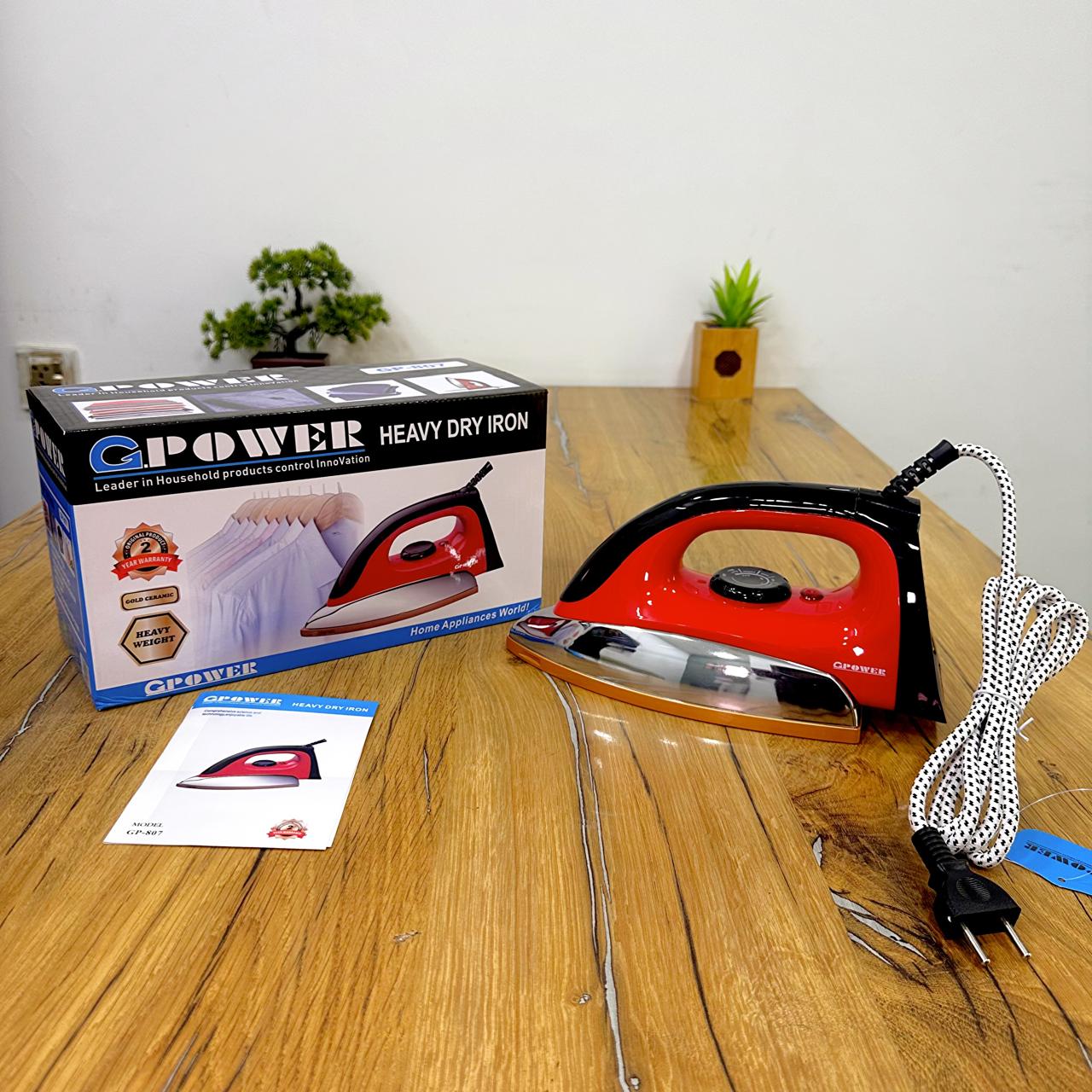 G.POWER Heavy Dry Iron – 1200W Gold Ceramic Soleplate