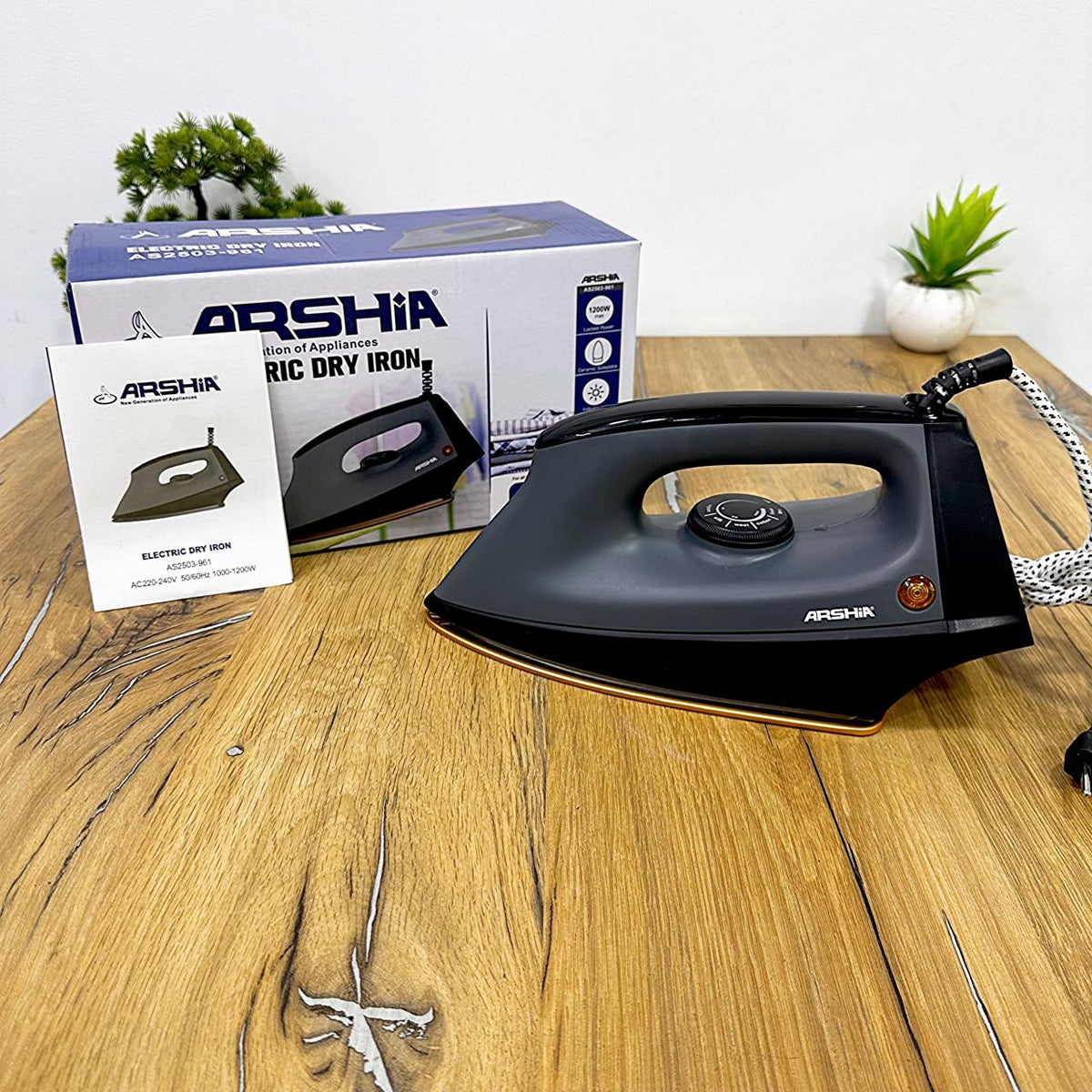Arshia Electric Dry Iron | Non-Stick Soleplate | 1200W