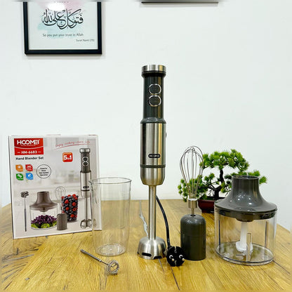 HOOMEI 5-in-1 Hand Blender Set 1000W with 650ML Blender Jar, Chopper, Coffee attachment & Whisker