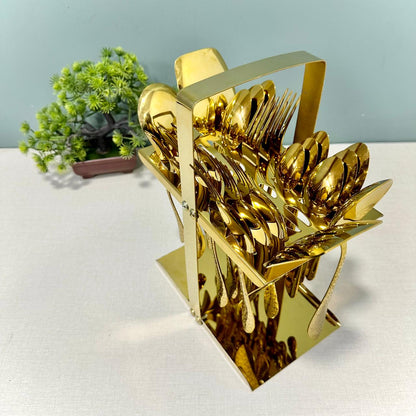 28 Pieces Cutlery Set | 6 Persons Serving Set | With Stand
