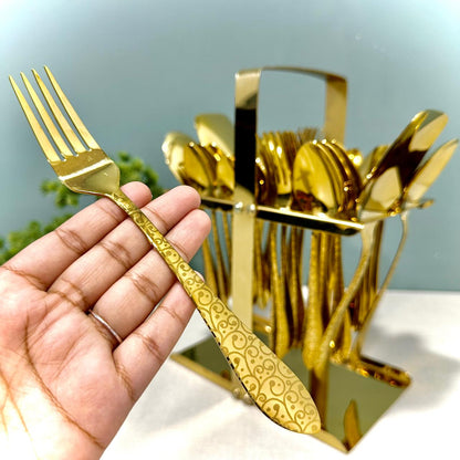28 Pieces Cutlery Set | 6 Persons Serving Set | With Stand