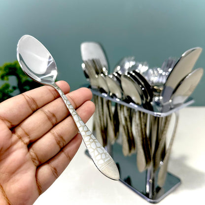 28 Pieces Cutlery Set | 6 Persons Serving Set | With Stand