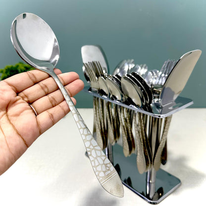 28 Pieces Cutlery Set | 6 Persons Serving Set | With Stand