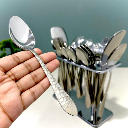 28 Pieces Cutlery Set | 6 Persons Serving Set | With Stand