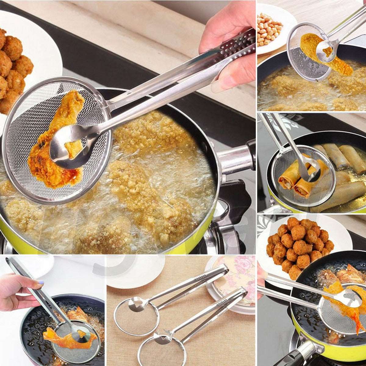 Oil Fried Food Strainer | 2 in 1 Fry Tool Filter Spoon