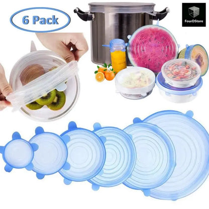 6 Pcs Stretchy Silicone Lids | Food and Bowl Covers