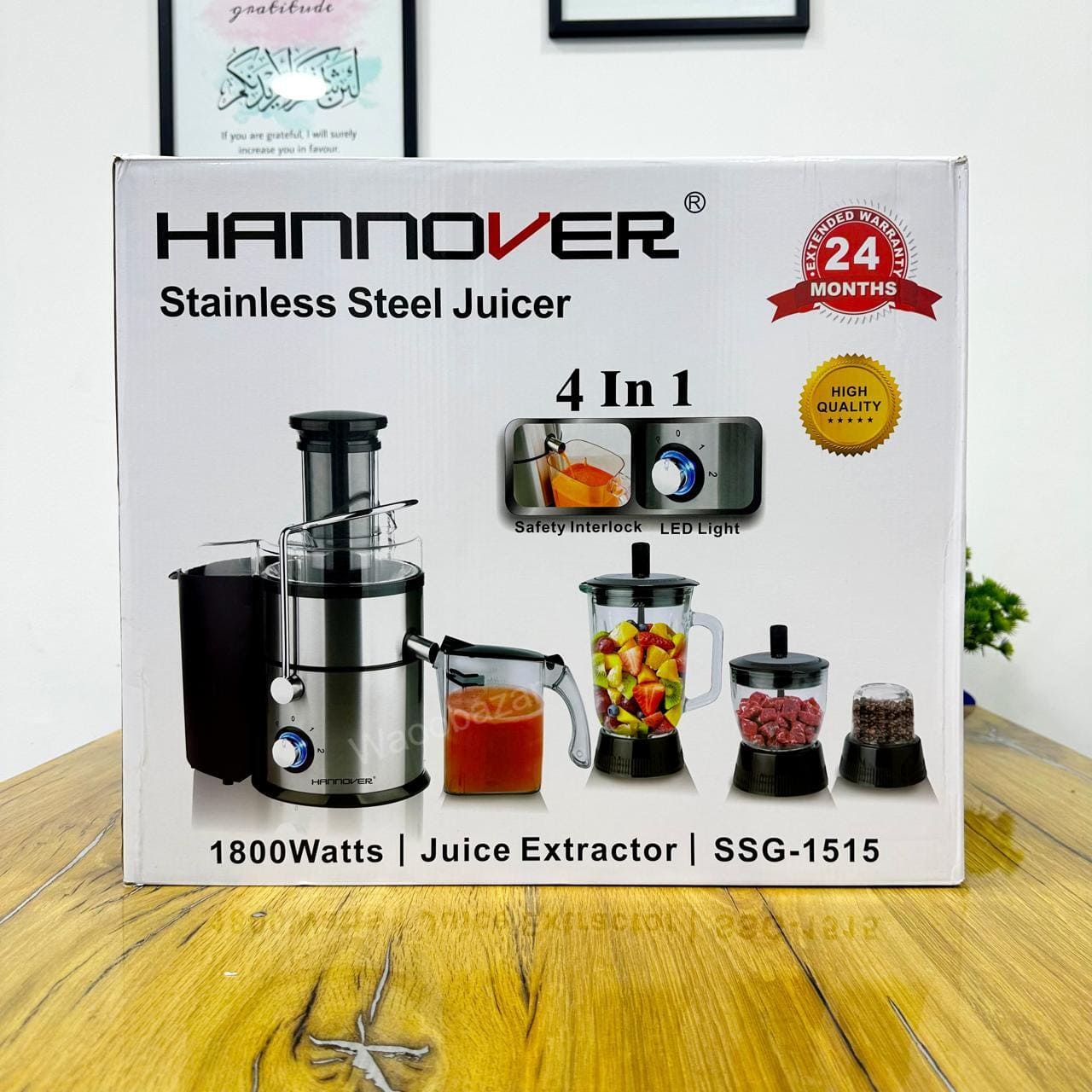 Hannover 4-in-1 Food Processor | Juicer, Blender jar, Grinder and Chopper | 1800W