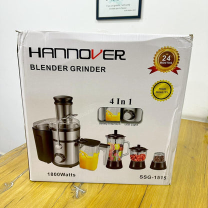 HANNOVER 4-in-1 Food Processor | Blender,Chopper,Grinder and Juicer | 1800W