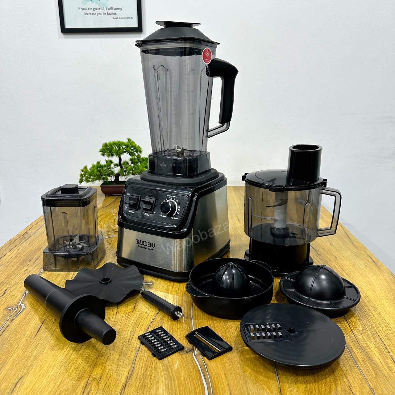 BARDEFU 6-in-1 Food Processor | Blender, Chopper, Grinder, Citrus, Slicer, Grater & Whisker | 9500W